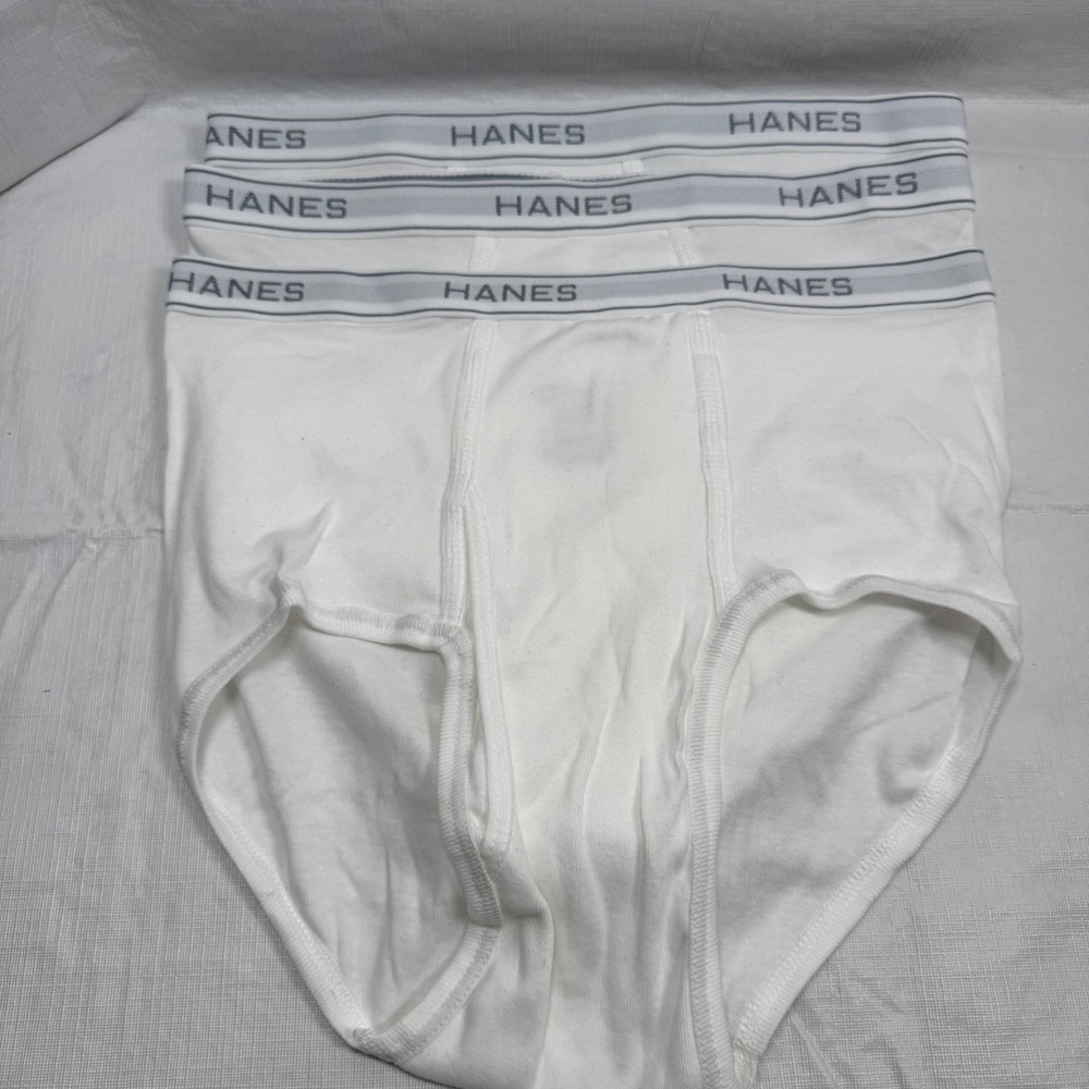 Hanes Mens 3 Pack Comfort Flex White Cotton Briefs Underwear Size Large NEW